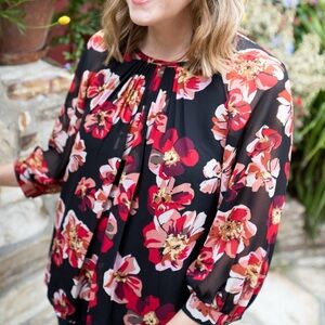 Madewell Tie-Back Bubble-Sleeve Top in French Rose XXL